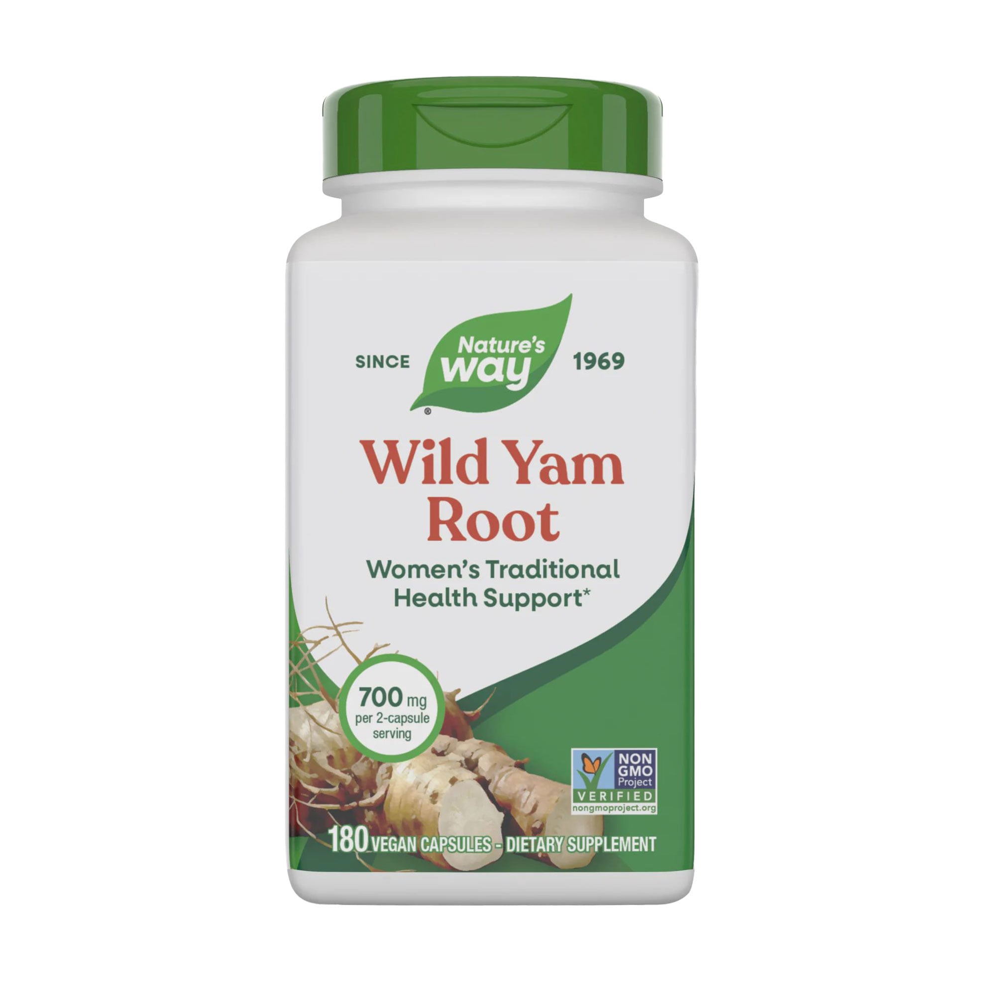 Корінь дикого ямсу Nature's Way Wild Yam Root 700 мг, 180 веганських капсул